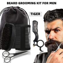 Men's Beard Care Kit, Upgrade Your Beard Care Routine With This Men's Grooming Kit Featuring Comb, Brush And Scissors For Easy Trimming And Styling - Beard Comb + brush - View 9