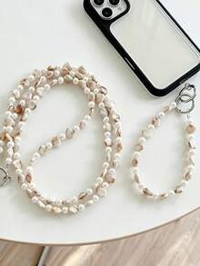 1 Buah Tali Panjang Selempang Mutiara Cangkang Cokelat Elegan, Cocok untuk Casing Ponsel, Gelang Pendek Multifungsi, Rantai Ponsel, Gaya Korea Serbaguna untuk Penggunaan Luar Ruangan, Kamera CCD Universal, Sabuk Bahu Samping Portabel, Anti-Hilang - MultiWarna - View 6