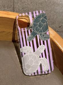 Étui transparent avec impression de tortue de mer à rayures verticales violet clair compatible avec iPhone 11/17/17pro/13/14/15/15pro/15 Plus/15 Promax/16/16pro/16plus/16promax/17Air/13pro/14pro/17Promax/12promax/13promax/14promax/14plus&Compatible avec Samsung Galaxy/A54 A14 A15 S23 S24 S24ultra S25 A07 A17 S26 A57 - Multicolore - Voir 3