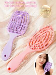 1 Stück Damen Hohlkamm, Rosenrot Moskitonetz Kamm, Kopfhautmassage Haarkamm, Damen Kamm, Trocken- und Nass-Dual-Use Paddelkamm, Luftkissenkamm für Zuhause geeignet für glattes und lockiges Haarstyling, antistatisch, Friseursalon, Schönheit, Reise-Essential Haarpflege-Tool, Halloween Weihnachtsgeschenk - Heißes Pink - Übersicht 7
