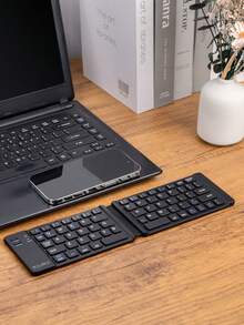 1pc Portable Dual-Fold Wireless Keyboard, Ultra-Thin Design, Lightweight And Compact, Compatible With Android, Windows, IOS Systems - Multicolor - View 10