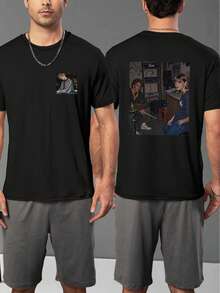 Men's T-Shirt, Personalized Customization, Summer And Autumn Styles, Work Clothes,Valentine's Day/Birthday/Anniversary Gifts Sports Black, Graphic Tee - Black - View 4