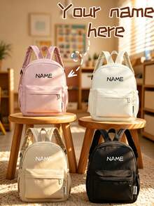 1pc Mini Personalized Back To School Casual Versatile Backpack, Zipper Closure Nylon Material, Adjustable Shoulder Straps, Hand-Carry, Suitable For School, Shopping, Daily Outings, Outdoor Travel. Birthday Gift. - Small Size Fengmai - View 1