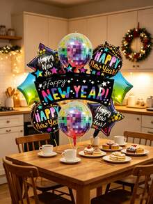 Set Of 11 Disco Ball-Style Rainbow-Coloured Streamers With A Star-Shaped Gradient Design, In A Retro Party Style, Ideal For New Year's Eve, New Year's Parties, Home Decor, Bar And Disco Settings, Photo Backdrops And Family Gatherings - A - View 3