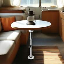 Silver Height‑Adjustable Table Pedestal Stand 56.5‑72cm, 55.12lbs Max Load Aluminum‑ABS, Removable RV Motorhome Yacht Table Support Bracket With Locking Knob - Silver - View 5