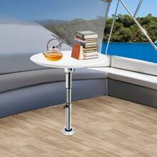 Silver Height‑Adjustable Table Pedestal Stand 56.5‑72cm, 55.12lbs Max Load Aluminum‑ABS, Removable RV Motorhome Yacht Table Support Bracket With Locking Knob - Silver - View 8