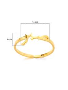 1pc Personalized Arabic Letter Symbol Ring, 18K Gold Plated Stainless Steel Open Band, Minimalist Women's Jewelry - Multicolor - View 6