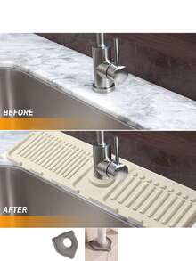 1pc Faucet Splash Guard, Splash Proof, Adjustable, Narrow Edge, Suitable For Kitchen Sink, Bathroom Vanity Sink, Easy To Clean, Foldable Edge, Drainage Design, Home Kitchen Sink Accessories, Faucet Drip Pad,Splash Guard Water Drain Mat,Back To School - View 7