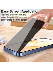 ZYONS 3pcs Anti-Peeping Privacy Tempered Glass Screen Protector, Anti-Scratch, Full Coverage, Compatible With IPhone 17 Pro Max/Air/16/15/14/13/12/11 Pro Max/XR/X/XS Max Plus, Anti-Fingerprint Phone Screen Protector, Anti-Peeping Screen Protector - Black-3PCS - View 2