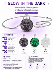 Gothic Halloween Ram Necklace For Men Women, Stainless Steel Layered Chain Pendant With Black Goat Head Charm, Dark Animal Jewelry Accessories - Silver - View 2