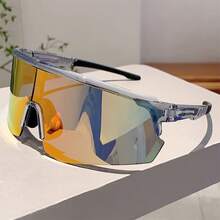 Fashionable New Model One-Piece Colorful Coated Large-Frame Integrated Glasses For Outdoor Sports, Cycling, And Mountaineering - Translucent Purple Frame With Purple Mercury Film - View 4