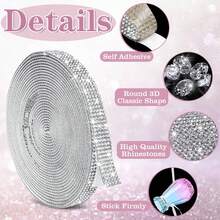 6 Rollen mit Strass-Verzierung DIY-Band - Geeignet für Näharbeiten, Feiertagsdekoration, Taschen, Kleidung, Partydekoration! - A - Übersicht 4