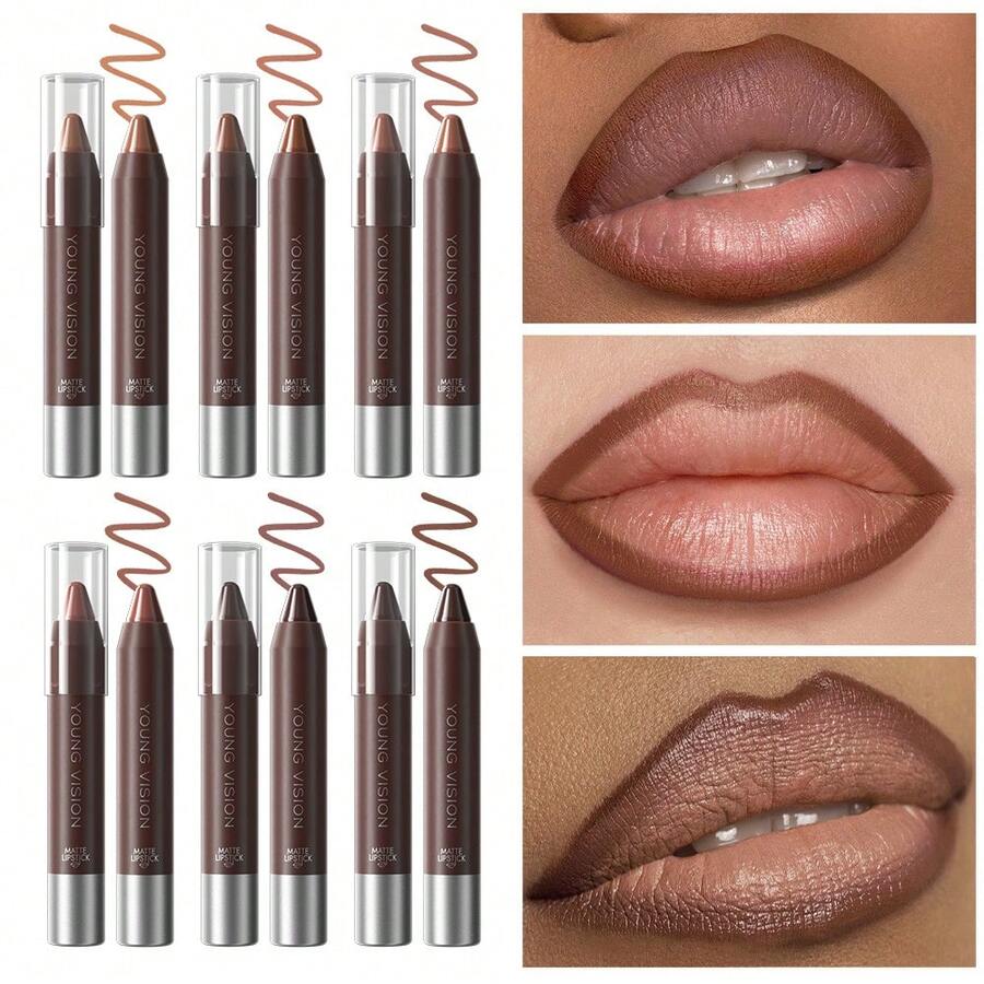 1 pieza Delineador de labios resistente al agua con aroma a chocolate mate, para un contorno de labios preciso para uso diario, festivales, fiestas y maquillaje de escenario - Multicolor - View 1