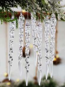 12 PCS Tree Decoration Crystal Pendants Ornaments - Hanging Acrylic Snowflakes And Icicle Ornaments With Pendants Tree New Year Party Decoration Supplies - Multicolor - View 3