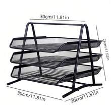 4 Tier/ 3Tier Metal Mesh File Organizer Tray, A4 Paper Document Storage Rack, Multi-Layer Desktop Letter Tray Holder For Office Home School Workspace,Portable Paper Organizer,Sturdy, Durable And Easy To Clean. - View 8