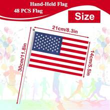 48pcs/Set World Cup 48 Countries Handheld Mini Flags, 2026 World Cup 48 Teams Polyester Small Hand-Waving Flags With Plastic Flagpoles, Suitable For Party Indoor Outdoor Garden Decoration, 14*21cm(5.5*8.2in) - 48Countries - View 6
