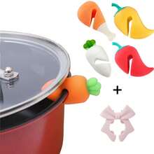 MYLOLF 6pcs/Set Carrot, Bell Pepper, Chicken Leg Design Pot Lid Handle + Bow Pot Lid Rack Pot Lid Lifter Anti-Spill Tool Practical Kitchen Gadget For Cooking Soup - Multicolor - View 2