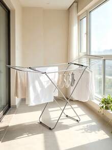 Tendedero plegable de doble ala con una superficie de secado espaciosa de 180 cm y almacenamiento multicapa; plegable para ahorrar espacio, independiente para uso doméstico y fácil de instalar - A - Ver 8