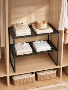 Expandable Shoe Rack / Closet Organizer – Space-Saving Vertical Storage Unit With Adjustable Height; Suitable For Clothing, Shoes, And Cabinets; Easy To Install; Features A Minimalist Design And Sturdy Construction For Home Organization. - Multicolor - View 3