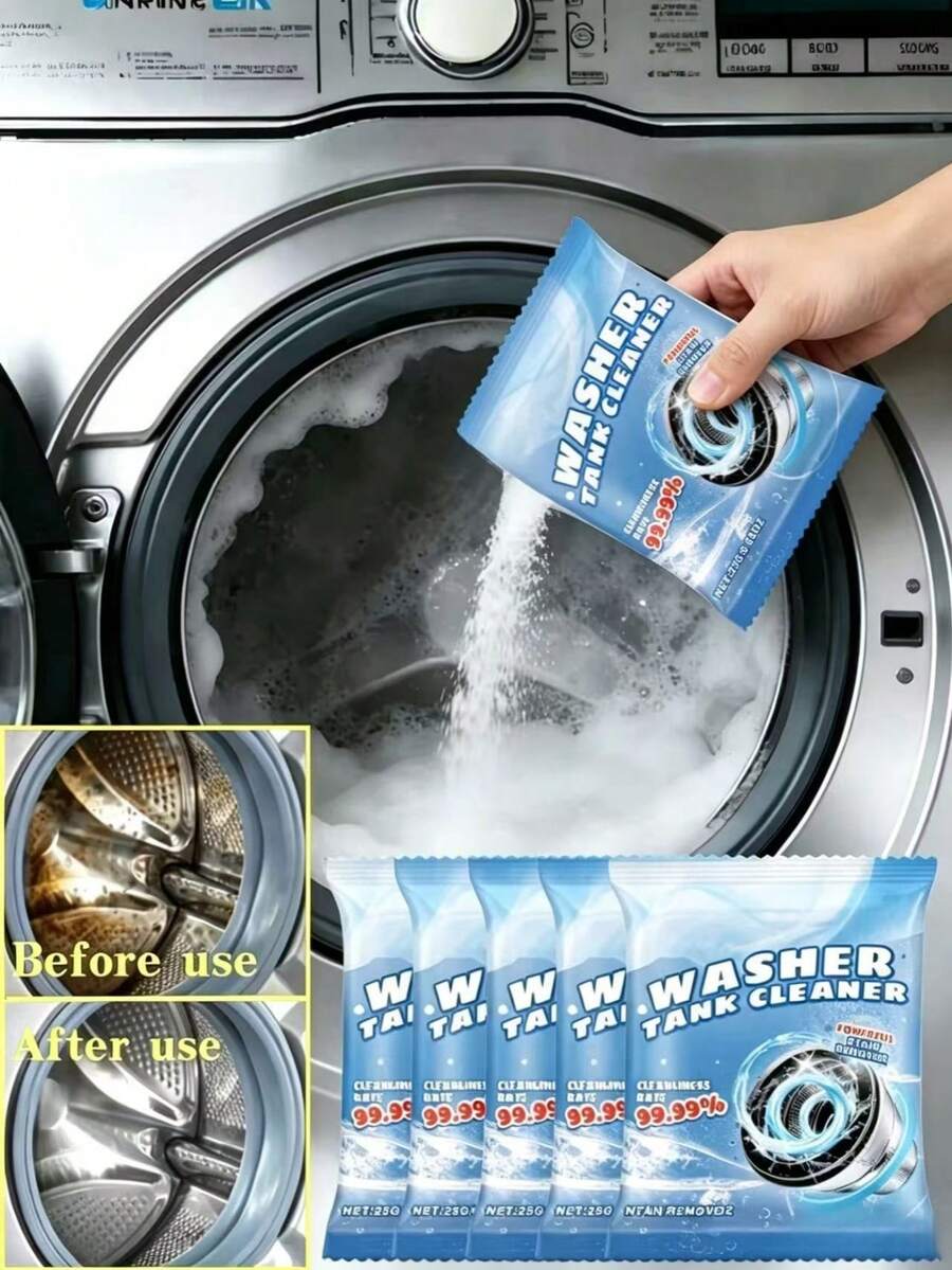 Washing Machine Cleaning Tablets And Powder Set, Daily Cleaning For Drum Washing Machine Tub, Stain Removal, Descaling, Odor Elimination, Fresh Care Agent - Solid State - View 1
