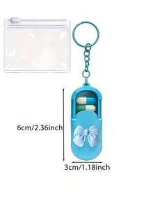 Portable Mini Pill Box With Bow, Portable Pill Box With Keychain, Office Worker Pill & Vitamin Storage Box, Handmade Mini Pill Box, Travel Medicine Storage Box, Daily Vitamin Pill Box, Pocket Pill Box, Compact Pill Box, Daily Pill Storage Container, Waterproof Pill Box, Daily Medication Organizer, Keychain, Home Essential, Travel Essential - Multicolor - View 11