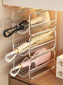 Curling Iron Storage Rack, Hair Dryer Storage Box, Egg Curling Iron Organizer, Item Storage Shelf, Straight Hair Comb Organizer, Straightener Storage, Stackable Design, Countertop Style, Transparent Acrylic, Suitable For Bathroom, Countertop, Vanity, Washbasin, Toilet, Entryway, Practical Storage Shelf - Storage Rack - View 7
