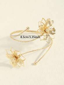 Brazalete minimalista con flor 3D - Dorado - Ver 5