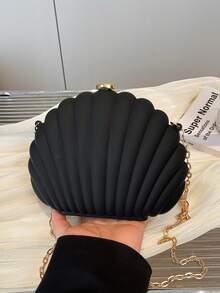 Dedoo 貝殼鏤空設計創意壓克力鏈條女款包，個性休閒單肩包，適合派對、聚會、街拍 - 黑色 - 查看 4