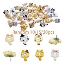 10/15/20pcs Creative Cat Design Resin Push Pins, Cute Photo Wall Cork Board Decoration Thumb Tacks - Multicolor - View 1