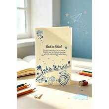 Tropical Blue Palm Tree Back To School Greeting Card, Summer Beach Design Foldable Blank Note Card, Student First Day Of School Blessing Stationery - View 5