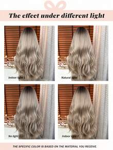 [TOPSHE LUMA] Wig Panjang 26 Inci dengan Gelombang Longgar Berlapis dan Poni, Serat Sintetis Tahan Panas, Ombre Pirang Abu-abu dengan Akar, Gaya Ulzzang Korea, Gelombang Lembut dan Mengalir, Penutup Kepala Penuh untuk Pakaian Sehari-hari & Kencan - MultiWarna - View 9