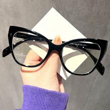 EIGIIS 1 Pair Women's Cat Eye Glasses, Fashion Vintage Spring Hinge, Plastic Medium Size Retro Classic Cool - A - View 9