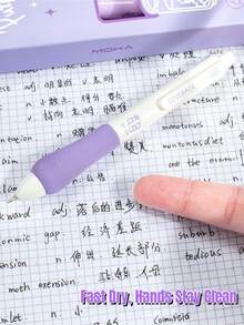 5支莫蘭迪色快乾可伸縮凝膠筆，ST筆尖0.5CS雲朵握把黑色墨水筆，適用於考試練習、學習與辦公簽名，適合學習、辦公、返校季必備文具用品 - 軟握筆 - 查看 5
