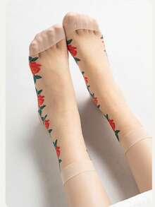 1/4/8 Pairs Women's Thin Mesh Socks, Summer Sheer Silky Lace Short Socks, Cute Knee-High Socks, Also Suitable For Autumn Wear - Multicolor - View 6
