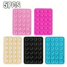5pcs 24-Piece Single-Sided Silicone Suction Cup Phone Holder, Anti-Slip Portable Removable Square Universal Phone Suction Cup, Super Strong Silicone Non-Slip, Selfie Video Universal Finger Holder, Phone Case Hanging Hands-Free Selfie And Video Accessory, Multi-Function Phone Accessory Suitable For All Models - Multicolor - View 8