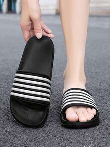 Soft Thick Cushioned Men's Slides, Comfort Indoor Home Slippers, Non-Slip Outdoor Beach Sandals, Essential Travel Shoes, Extra Large Sizes EU 39 To 48 - Black - View 8