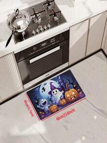 1/2pcs Halloween Kitchen Decor Rug, Cute Ghost Pumpkin Kitchen Rug And Mat, Non-Slip Washable Absorbent Kitchen Accessories Decor Mat - Multicolor - View 15