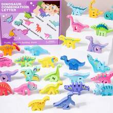 Mainan Favorit Bayi! 26 Balok Kayu Alfabet dengan Transportasi, Hewan, Dinosaurus, dan Kata-kata Bahasa Inggris, Mainan Edukasi Pembelajaran Dini untuk Balita - MultiWarna - View 13