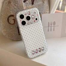 Sanrio Hello Kitty Large Window Polka Dot Phone Case Compatible With Apple 17 Pro Max, 16/15, 13/14, 12/11, Full Coverage Anti-Drop Protective Cover - White - View 3
