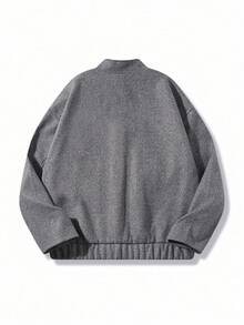 Autumn Casual Commute Grey Jacket - Grey - View 3