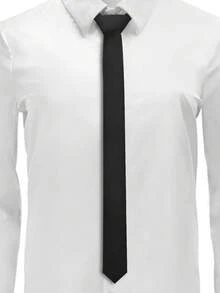 1PC Men's Solid Color Tie, Business Formal Narrow Tie (4cm) - Black - View 2