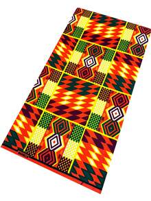 1/3/6 Yards Classic Style African Wax Print Ankara Fabric, Multi-Color Square Diamond Geometric Print Textile, Wrinkle-Resistant Material, Suitable For Clothing, Headscarves, Table Runners And Handmade Sewing Craft Projects - Multicolor - View 7