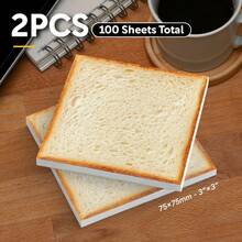 2 Packs Bread Sticky Notes, Toast Food Theme Self-Adhesive Sticky Notes, Total Sheets, Cute Kawaii Sticky Notes, Removable Sticky Notes, Suitable For Planner, To-Do List, School And Office Supplies - one-size - View 8