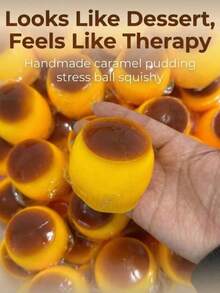 Caramel Pudding Handmade Squishy Ball, Soft And Moist Inner Layer, Suitable For Squeezing, Student Stress Relief Toy, Sound-Making Building Ball, Makes Crisp Sound When Squeezed - Multicolor - View 2