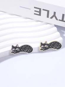 1pc Cute Black Cat Brooch, Clothing Backpack Lapel Pin, Friendship Gift, Unisex Daily Accessory - Multicolor - View 6