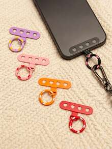 Pelat Pengikat Tali Ponsel Universal, Desain Berongga Hati, Konektor Tali Ponsel Lucu, Dengan Gesper Cincin Warna-warni, Cocok Untuk Semua Casing Smartphone, Aksesori Ponsel Anti-Hilang - MultiWarna - View 1