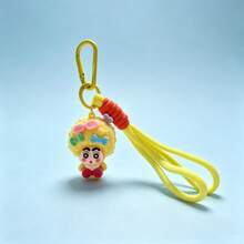1pc Cute Explosion Head Shin-Chan Flocked Keychain, Small Pendant Bag Charm, Gift For Friends - Multicolor - View 12