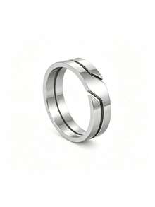 1PC Simple Fashion Hollow Stainless Steel Men's Ring, Unisex Jewelry, Suitable For Couples/Engagement/Wedding/Promise Ring/Vow Ring - Ring - View 9
