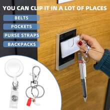 1pc/6pcs Retractable Badge Holder - Lanyard Pen Clip, Nurse ID Holder, Office And Hospital Accessories - A - View 6