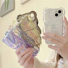 Casing Ponsel Beruang Kartun Lucu dan Bergaya dengan Desain 3D yang Memberikan Perlindungan untuk Bagian Tepi, Kamera, dan Panel Belakang. Tahan Benturan dan Tahan Lama, Sangat Cocok untuk Penggunaan Sehari-hari. Cocok untuk iPhone 11/12/13/14/15/16/17, Pro, Pro Max, Plus/17promax - Clear - View 1